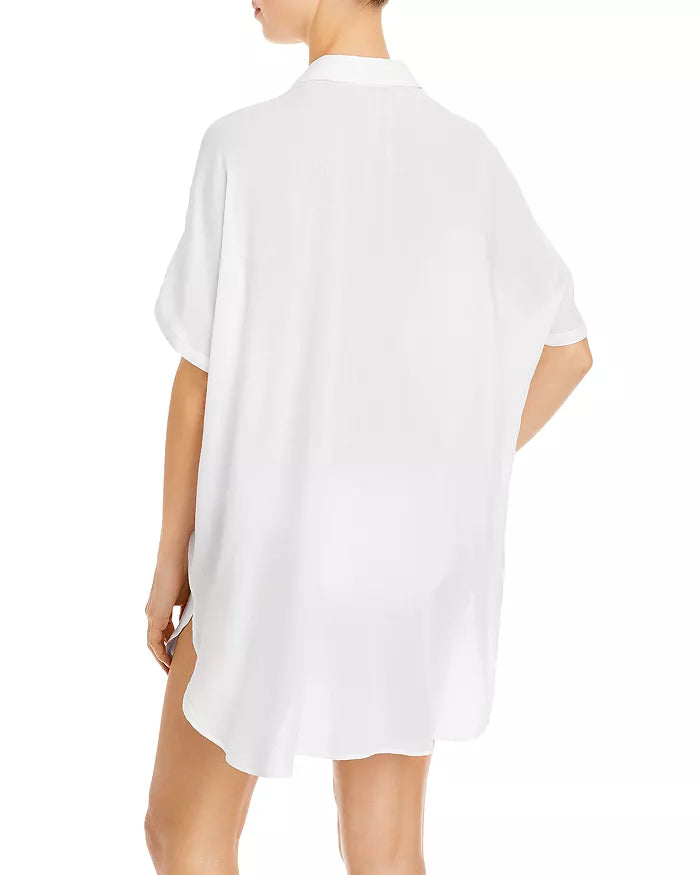 AQUA Swim Button-Down Swim Cover Up Tunic