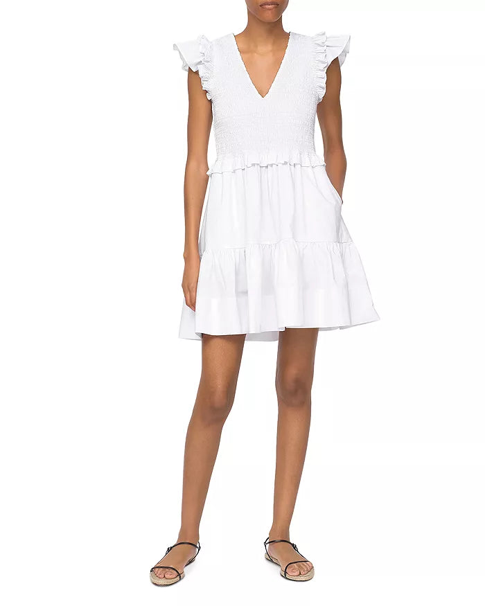 Sea Phoebe Cotton Flutter Sleeve Smocked Dress