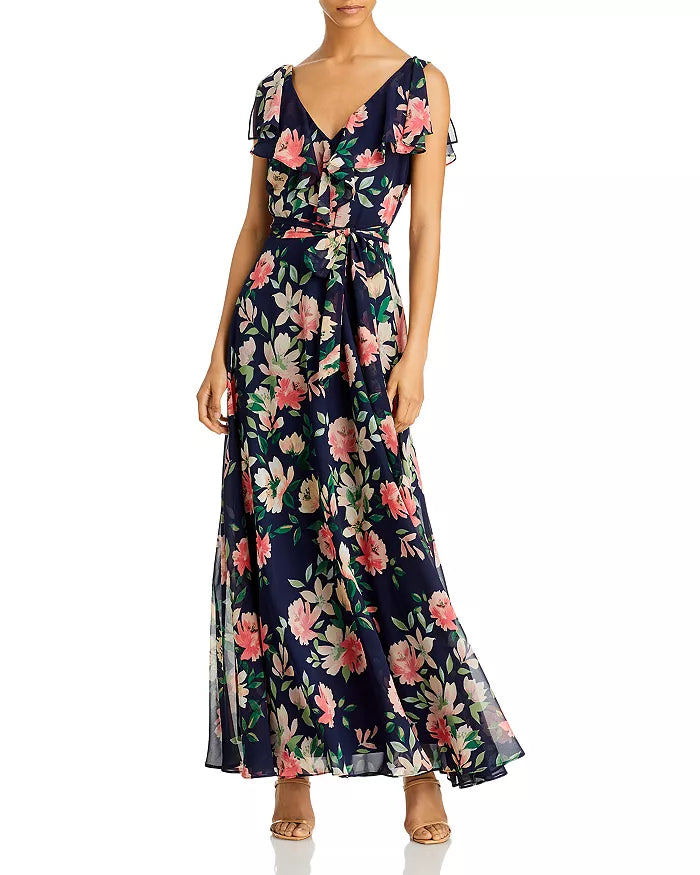 Eliza J Floral Print V Neck Dress