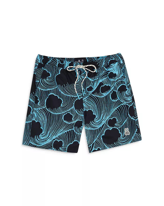 Psycho Bunny MEN Thames Wave Print Swim Shorts