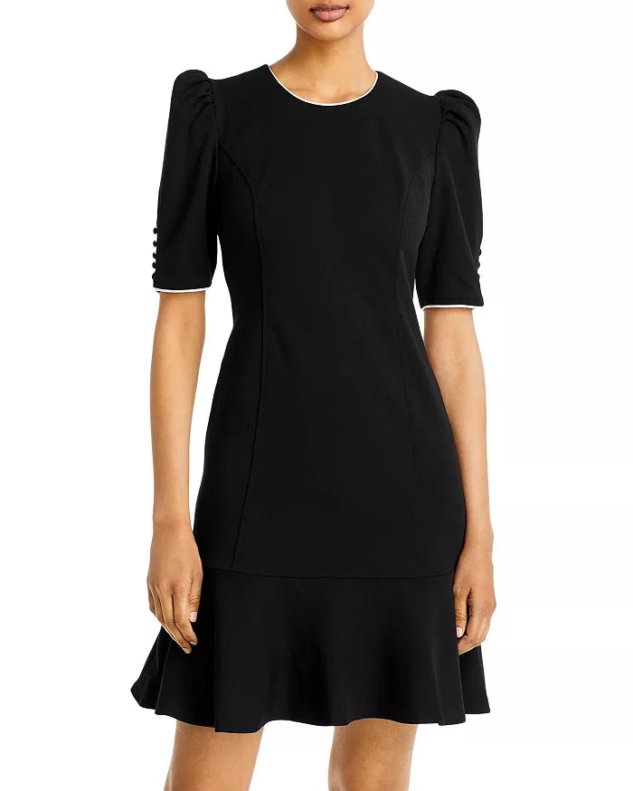 KARL LAGERFELD PARIS Scuba Crepe Flounce Hem Sheath Dress