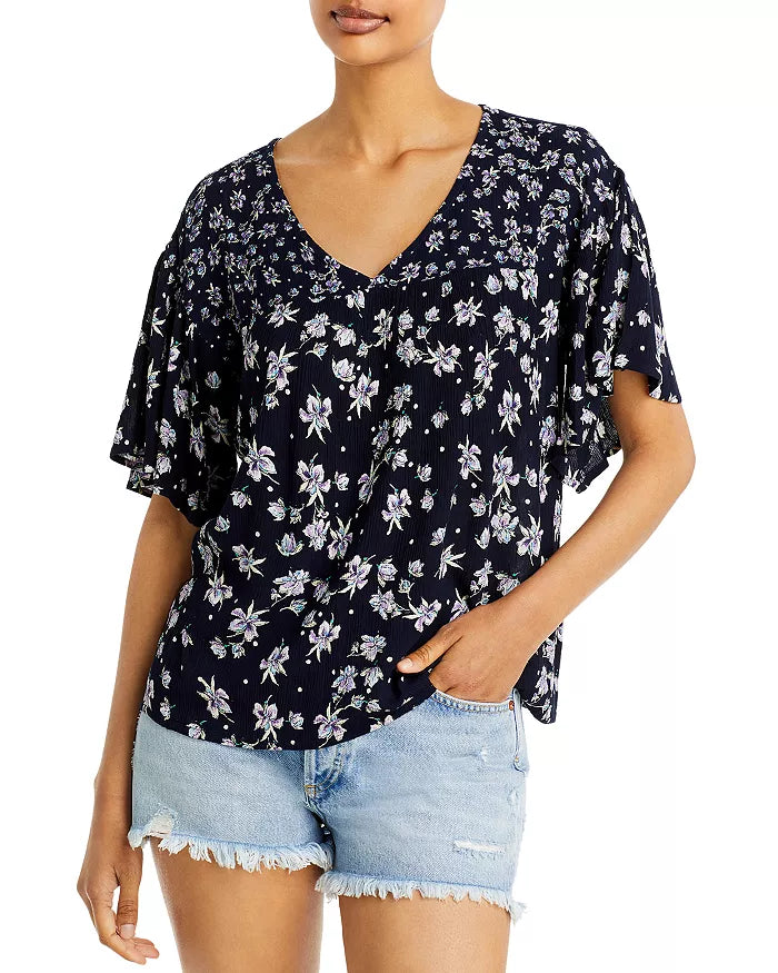 Bila Floral Flutter Sleeve Top