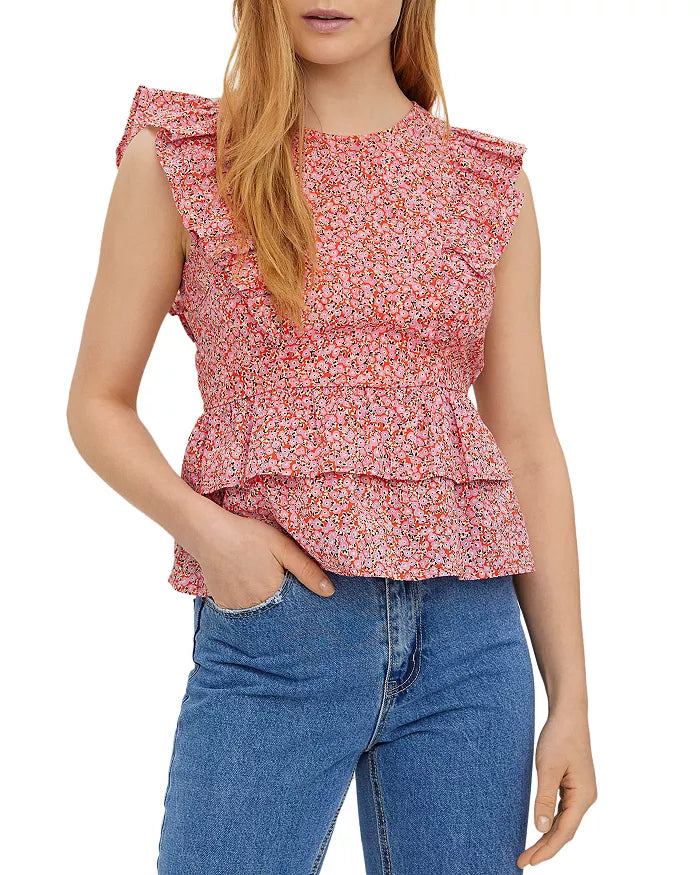 Vero Moda Urban Floral Ruffled Sleeveless Top