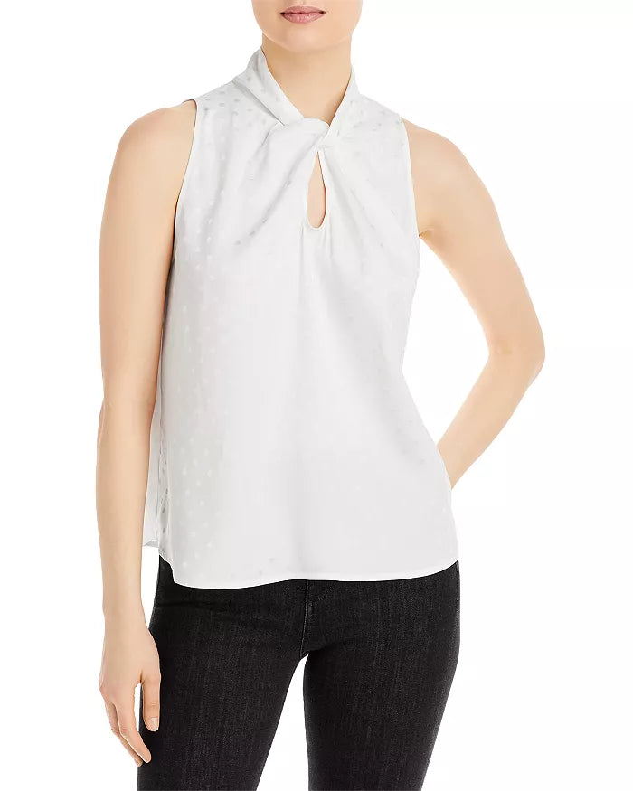 Status by Chenault Satin Polka Dot Twist Neck Top