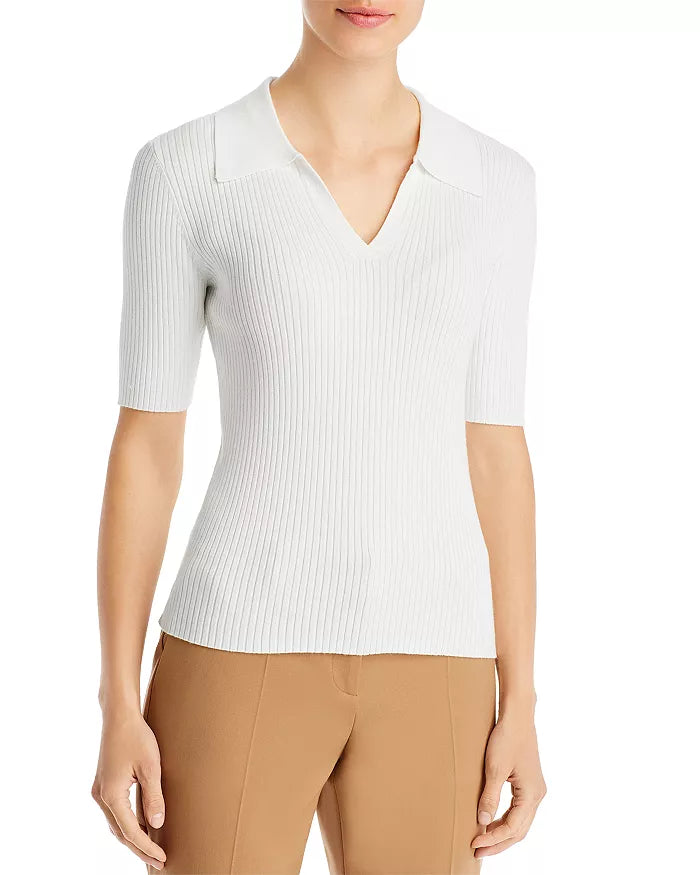 T Tahari Ribbed Polo Sweater