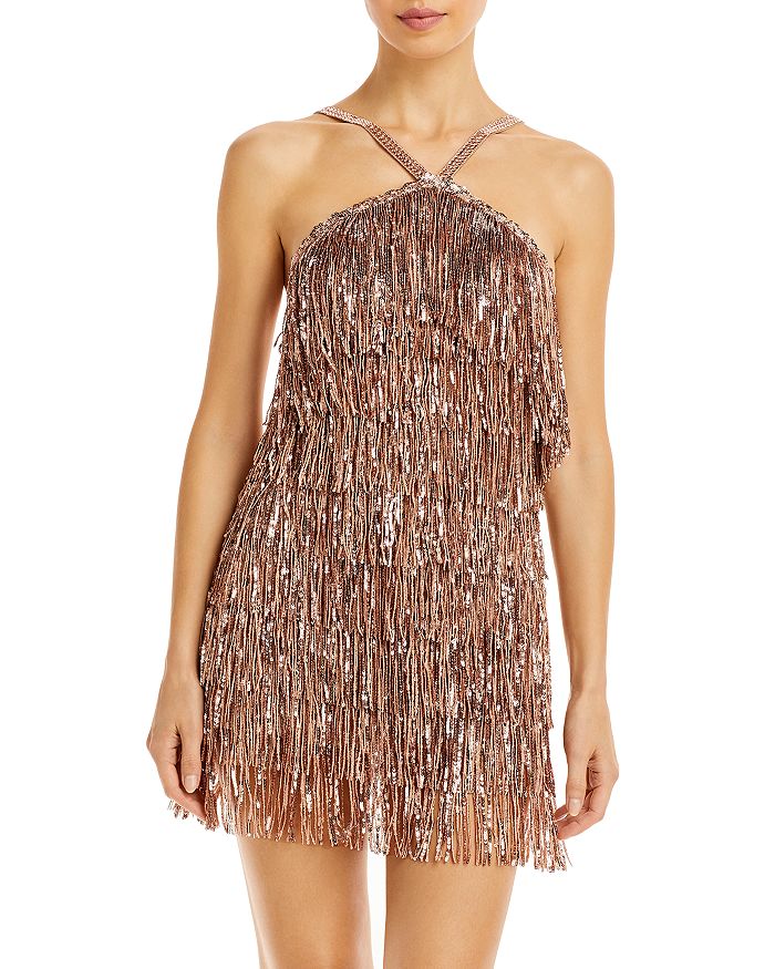 BRONX AND BANCO Isle Sequin Fringe Mini Dress