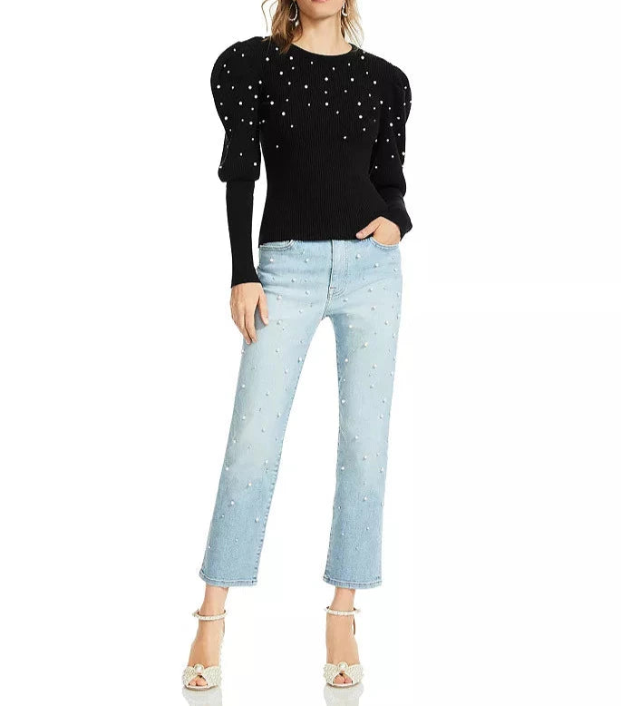 Jonathan Simkhai Embellished Juliet Sleeve Sweater