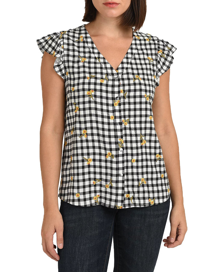 Daniel Rainn Ensley Embroidered Sunflower Top