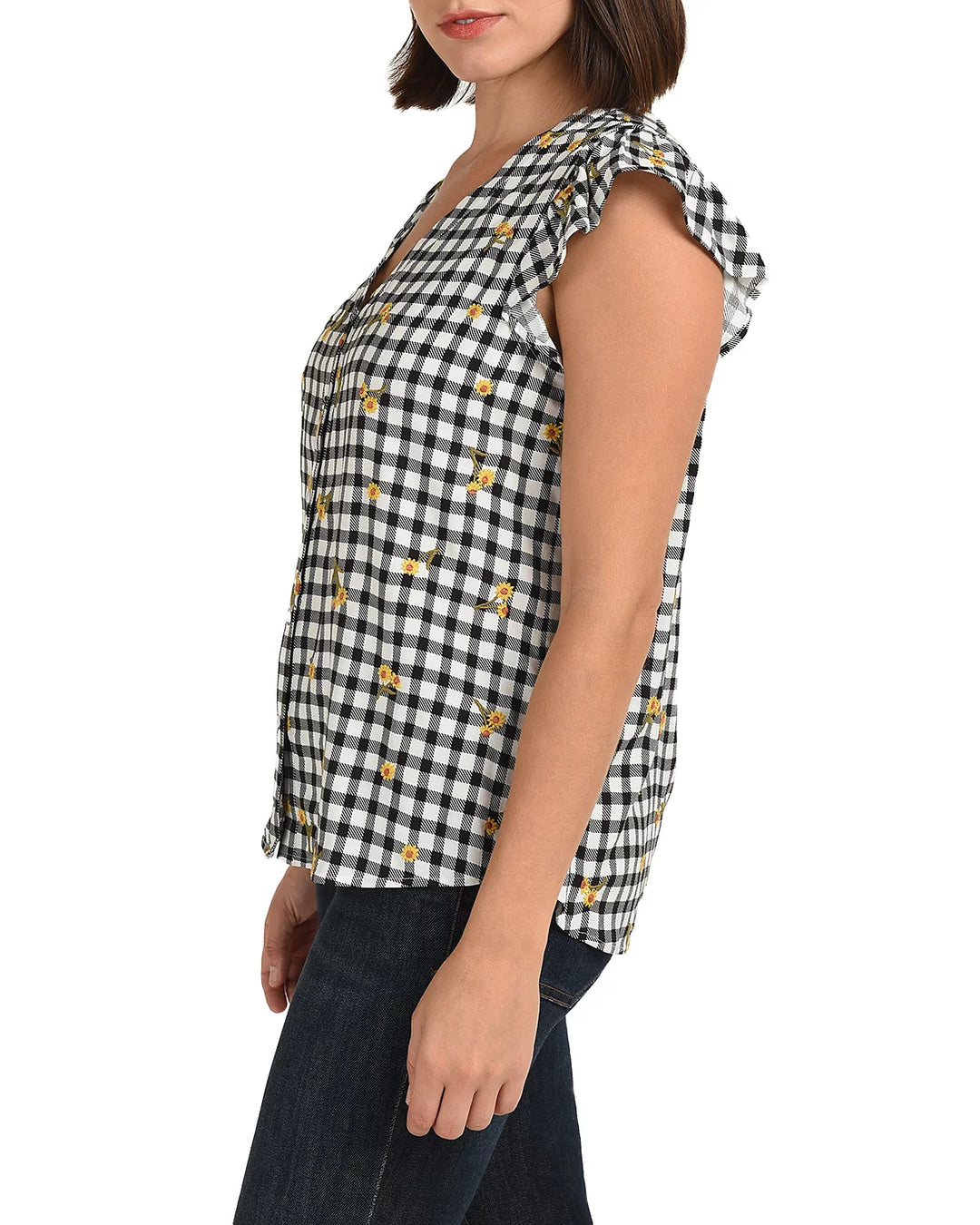 Daniel Rainn Ensley Embroidered Sunflower Top