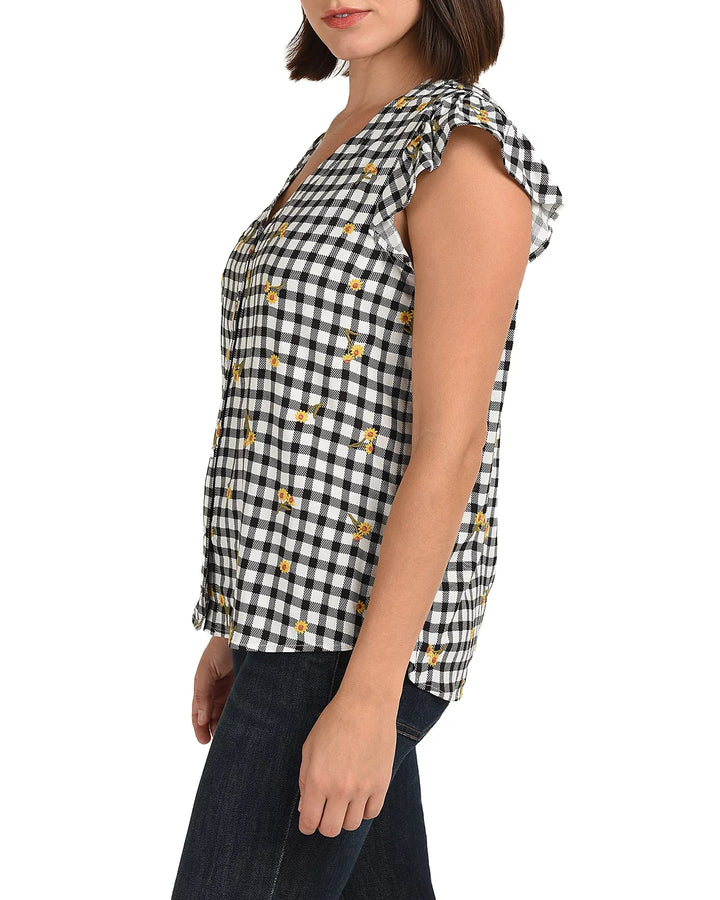 Daniel Rainn Ensley Embroidered Sunflower Top