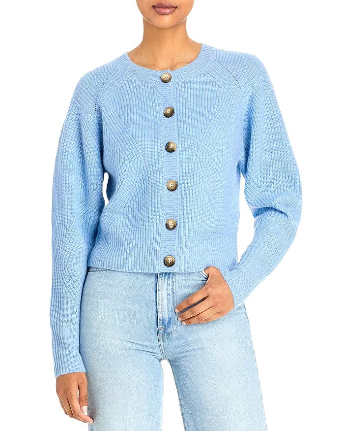 AQUA Cashmere Novelty Rib Cashmere Cardigan