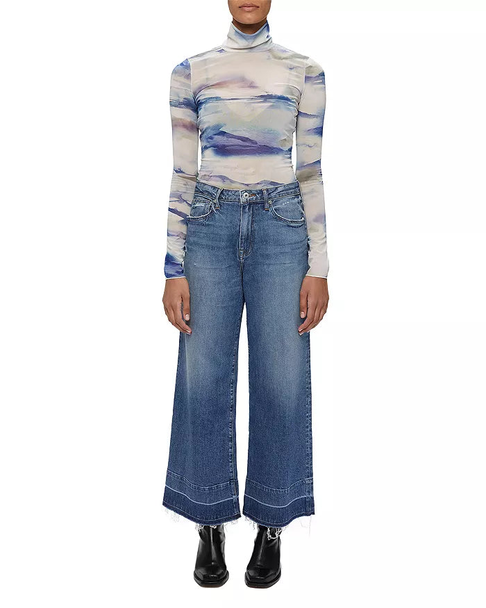 Jonathan Simkhai Charli Watercolor Print Turtleneck Top