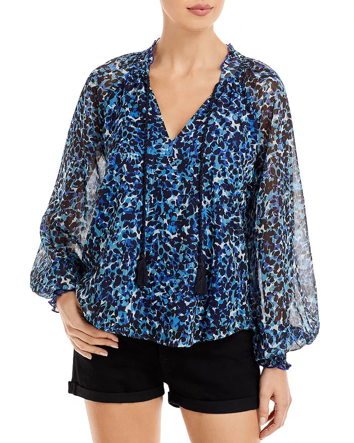 AQUA Printed Tassel Tie Top
