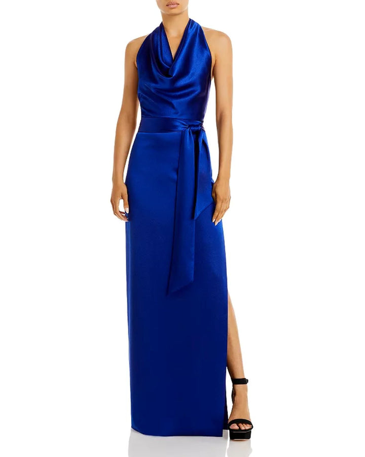 Aidan by Aidan Mattox Satin Cowl Neck Gown