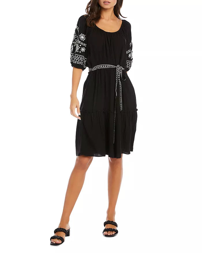 Karen Kane Embroidered Puff Sleeve Dress