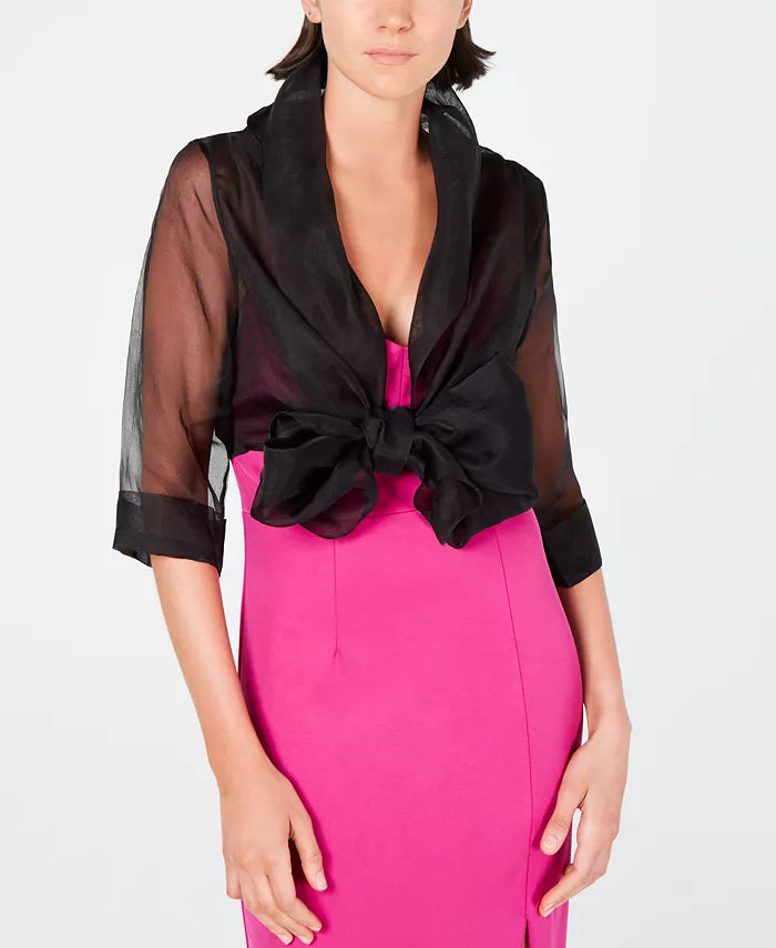 Adrianna Papell Organza Tie Front Wrap Jacket