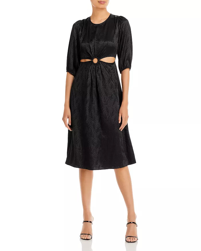 AQUA Cutout O Ring Midriff Dress