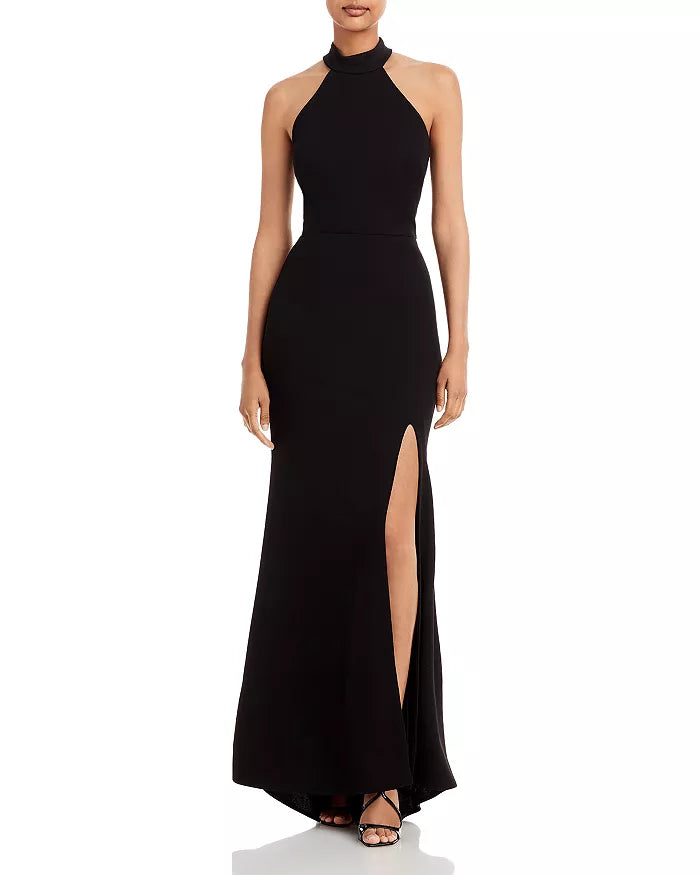 AQUA Halter-Neck Gown