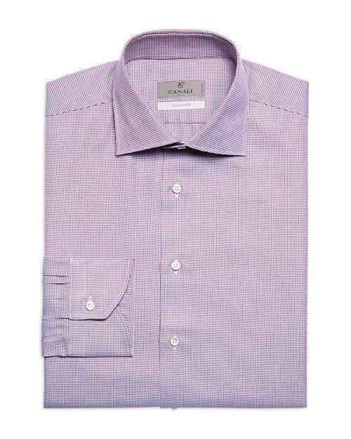 Canali Classic Fit Berry Micro Print Shirt