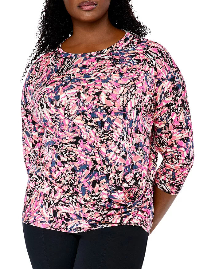 NIC+ZOE Plus Size Kaleidoscope Print Twist Detail Top