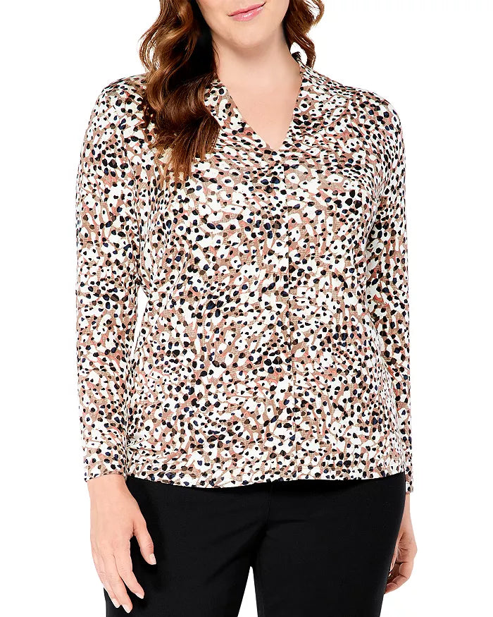 NIC+ZOE Plus Size Forest Spot Print Top
