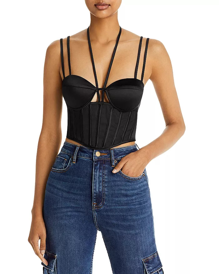 AQUA x Maeve Reilly Halter Bustier Top