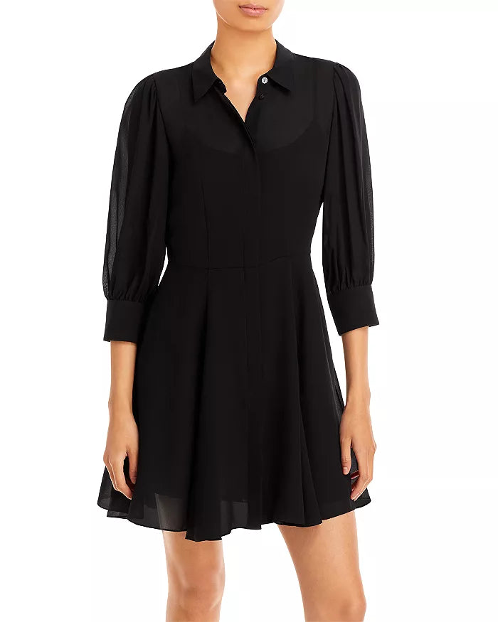 Theory Volume Silk Mini Shirtdress