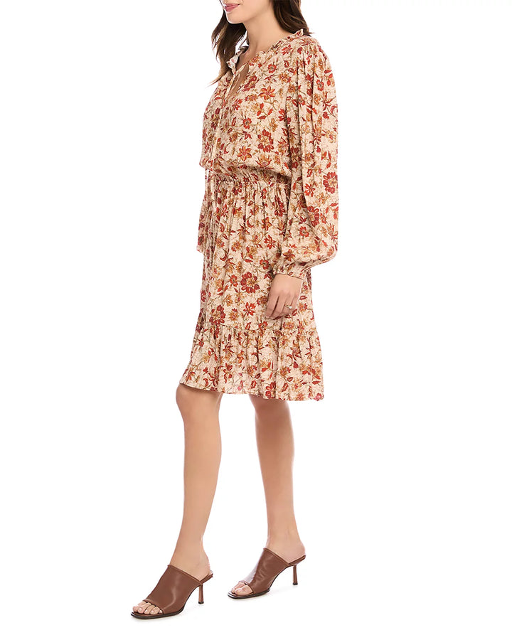 Karen Kane Printed Long Sleeve Tiered Dress