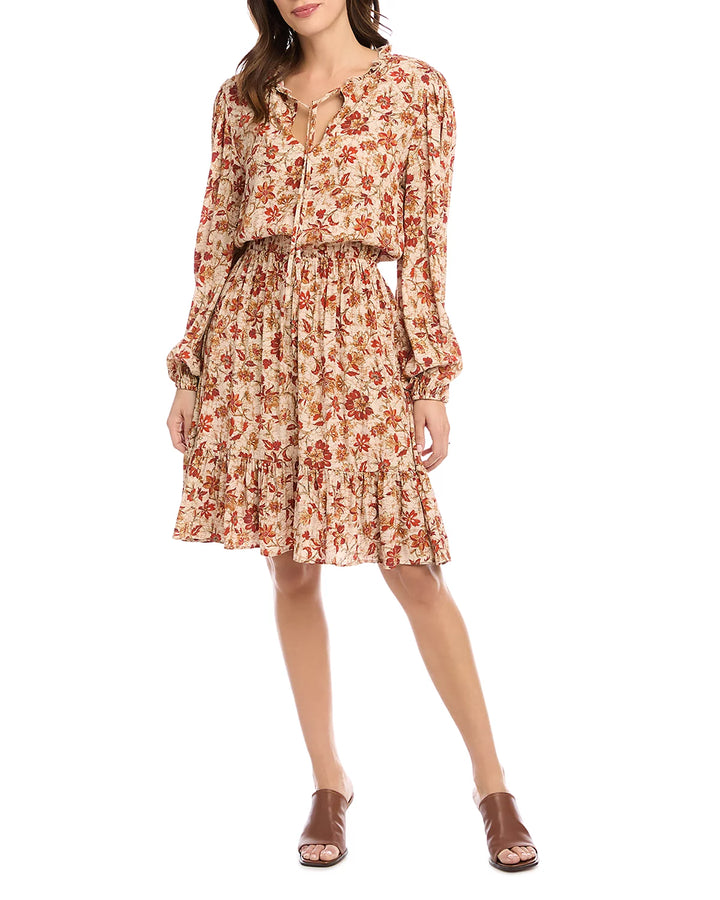 Karen Kane Printed Long Sleeve Tiered Dress