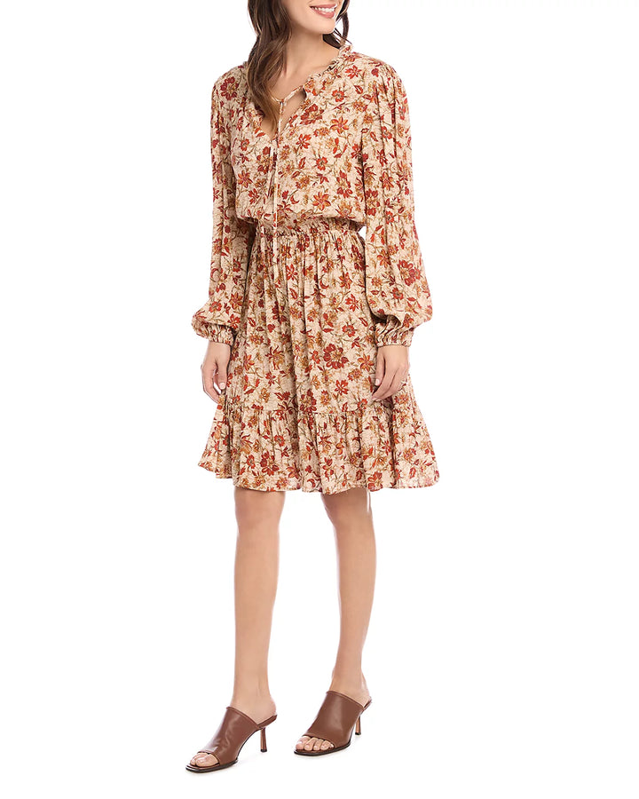 Karen Kane Printed Long Sleeve Tiered Dress