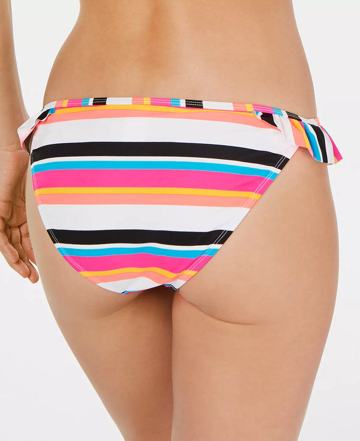 California Waves Juniors' On the Horizon Striped Ruffled Bikini Bottoms