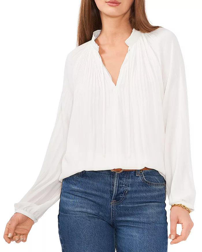 VINCE CAMUTO Pleated Mock Neck Blouse