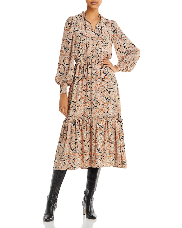 T Tahari Paisley Print Georgette Midi Dress