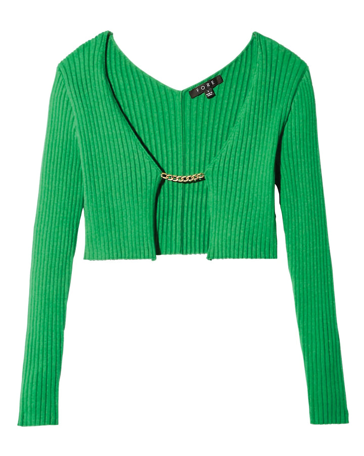 FORE Chain Rib Knit Cropped Sweater