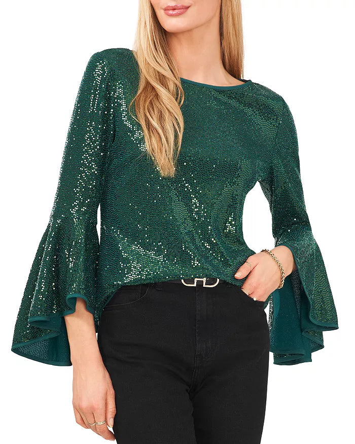 VINCE CAMUTO Sparkle Bell Sleeve Top