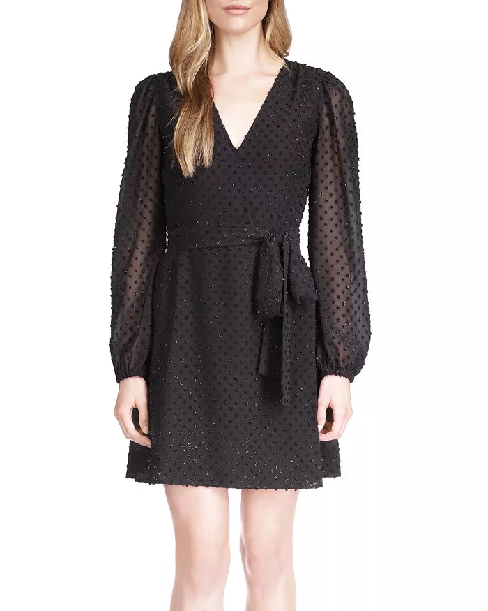 MICHAEL KORS Swiss Dot Wrap Mini Dress