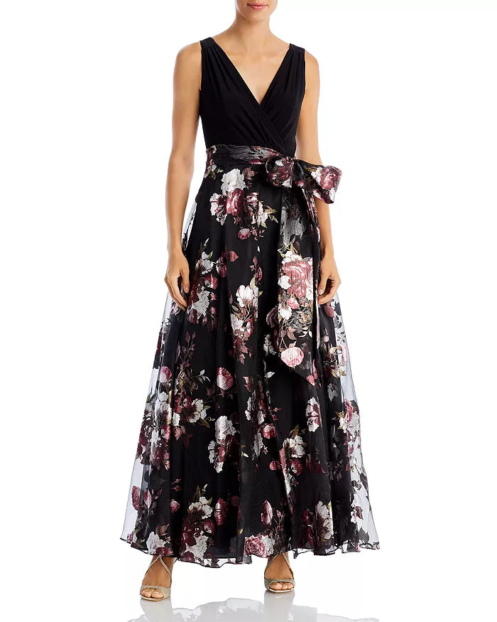 ELIZA J Sleeveless Wrap Bodice Gown