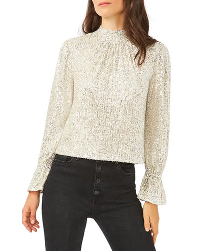 1. STATE Draped Back Sequin Top