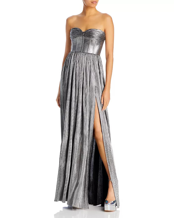 BRONX AND BANCO Florence Metallic Strapless Gown