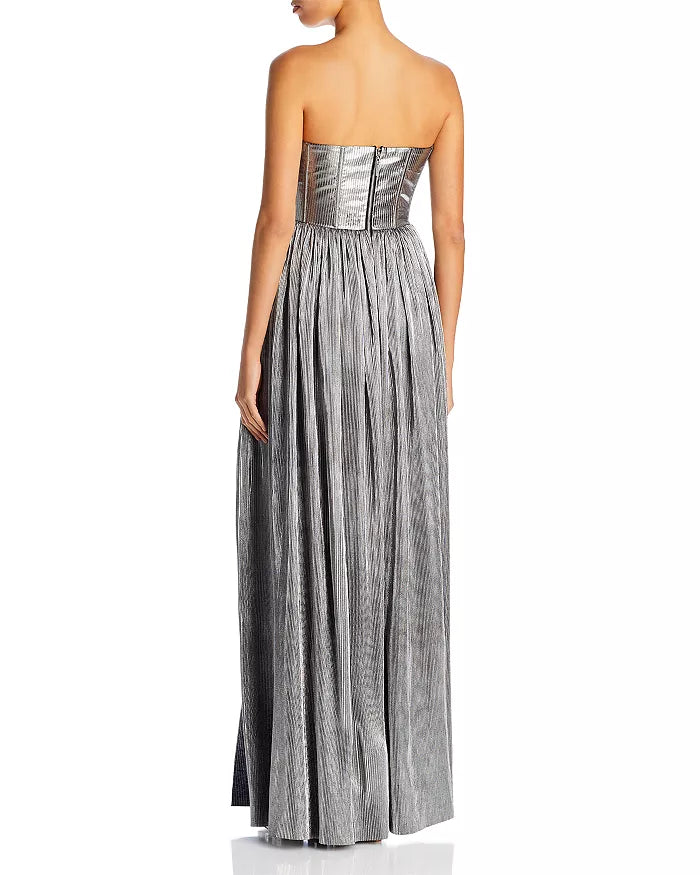 BRONX AND BANCO Florence Metallic Strapless Gown