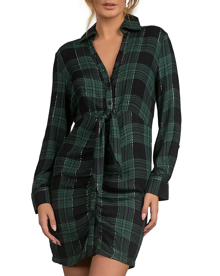 Elan Plaid Shirt Dress