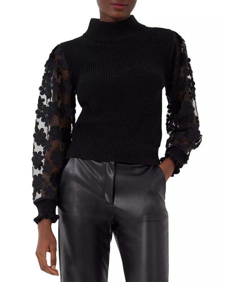 FRENCH CONNECTION Juri Mozart Floral Appliqué Sweater