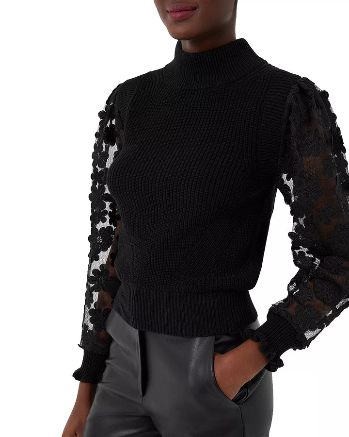 FRENCH CONNECTION Juri Mozart Floral Appliqué Sweater