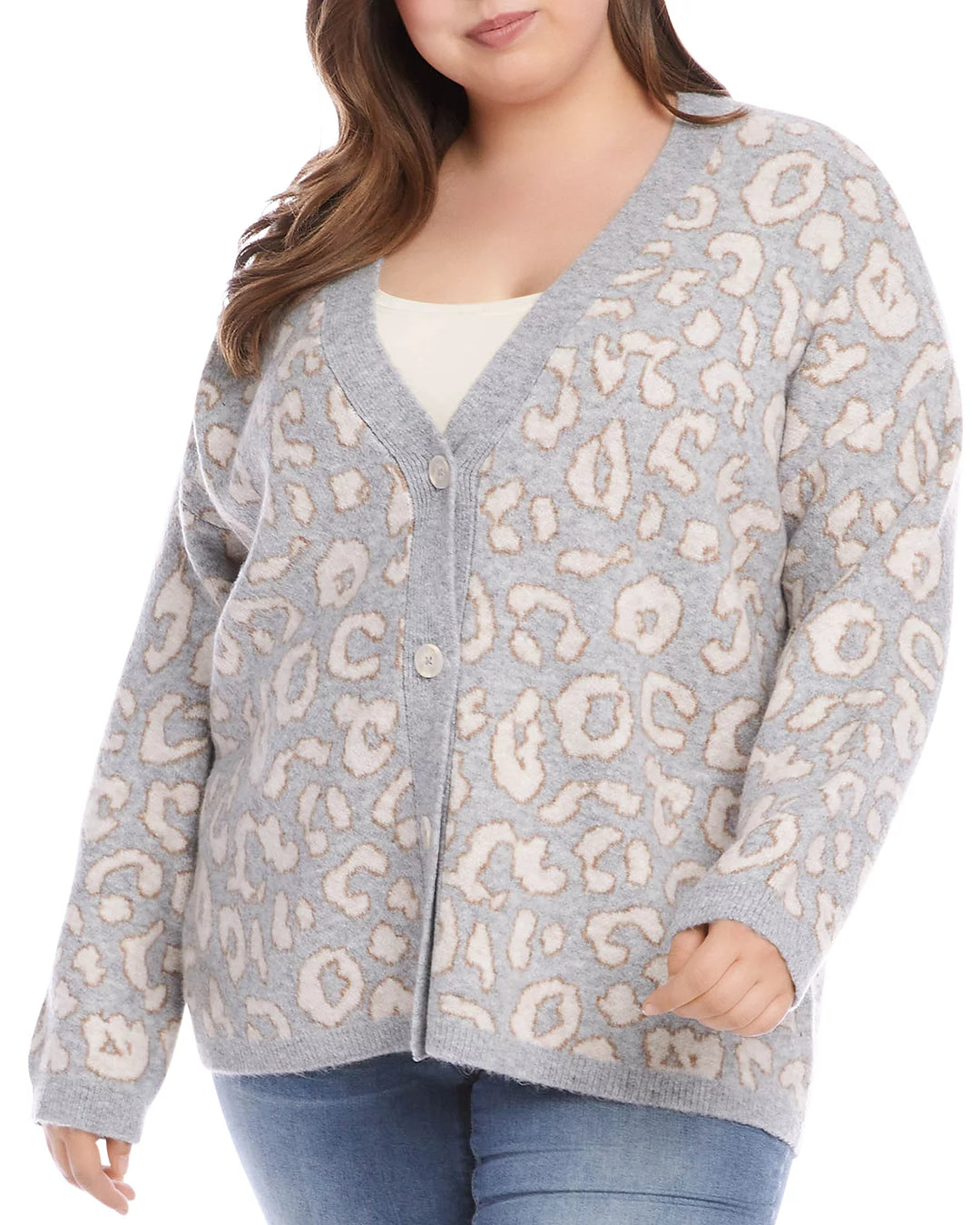 Karen Kane Plus Size Animal Jacquard Cardigan