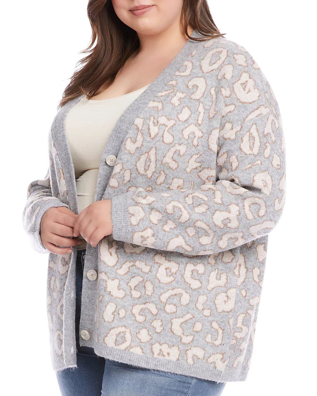 Karen Kane Plus Size Animal Jacquard Cardigan