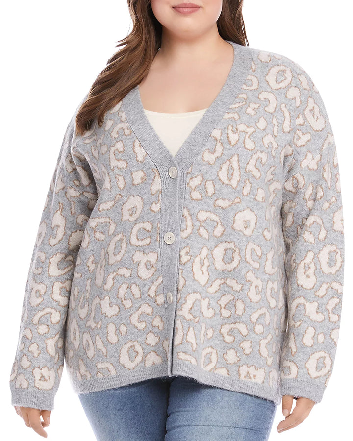 Karen Kane Plus Size Animal Jacquard Cardigan