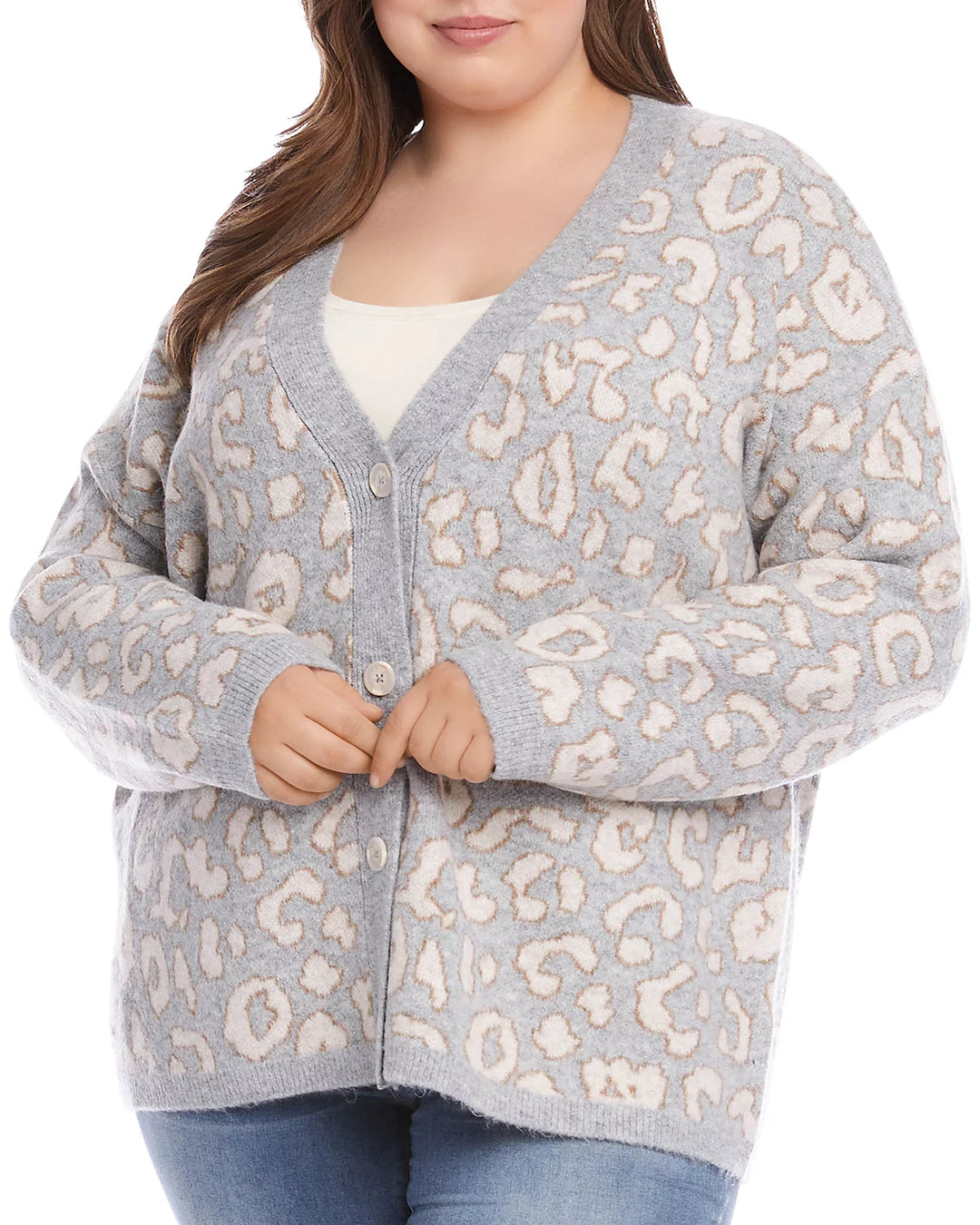 Karen Kane Plus Size Animal Jacquard Cardigan