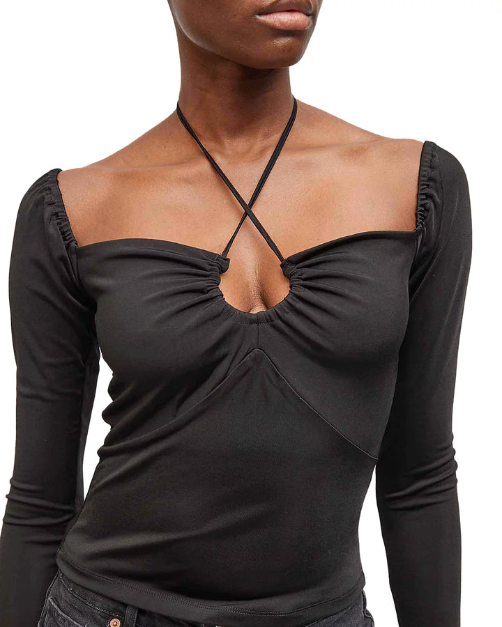 FRENCH CONNECTION Ranya Ulla Long Sleeve Halter Top