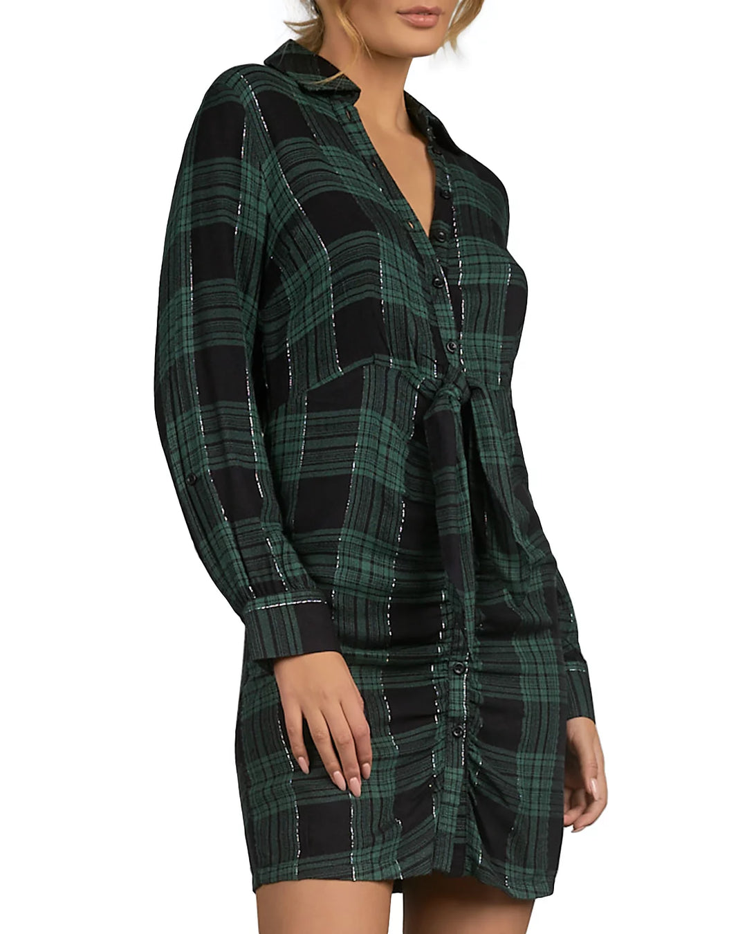 Elan Plaid Shirt Dress