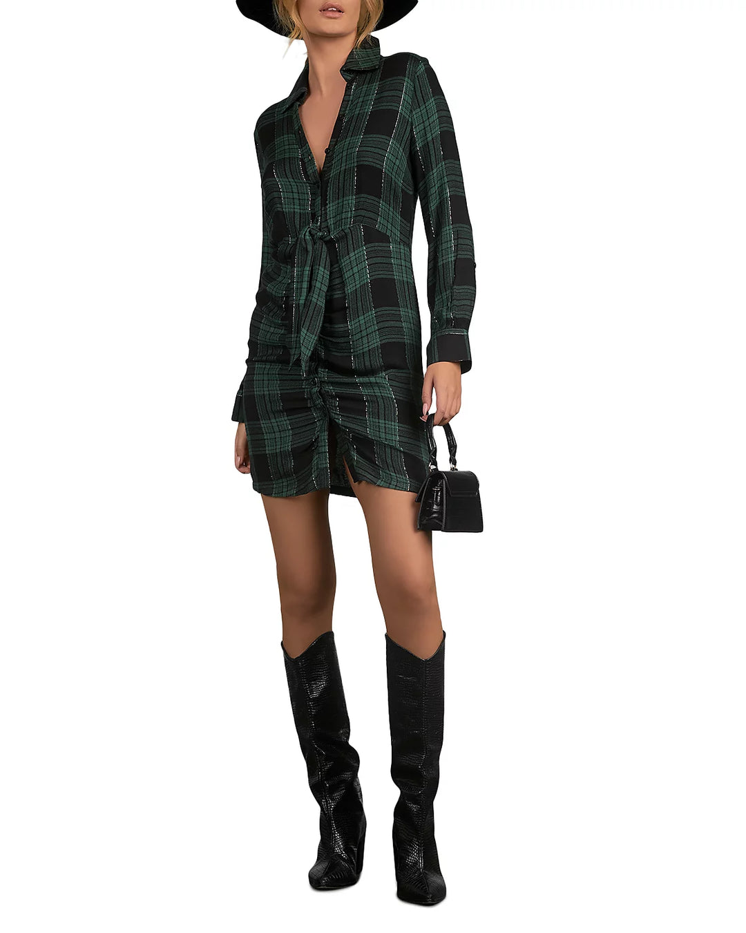 Elan Plaid Shirt Dress